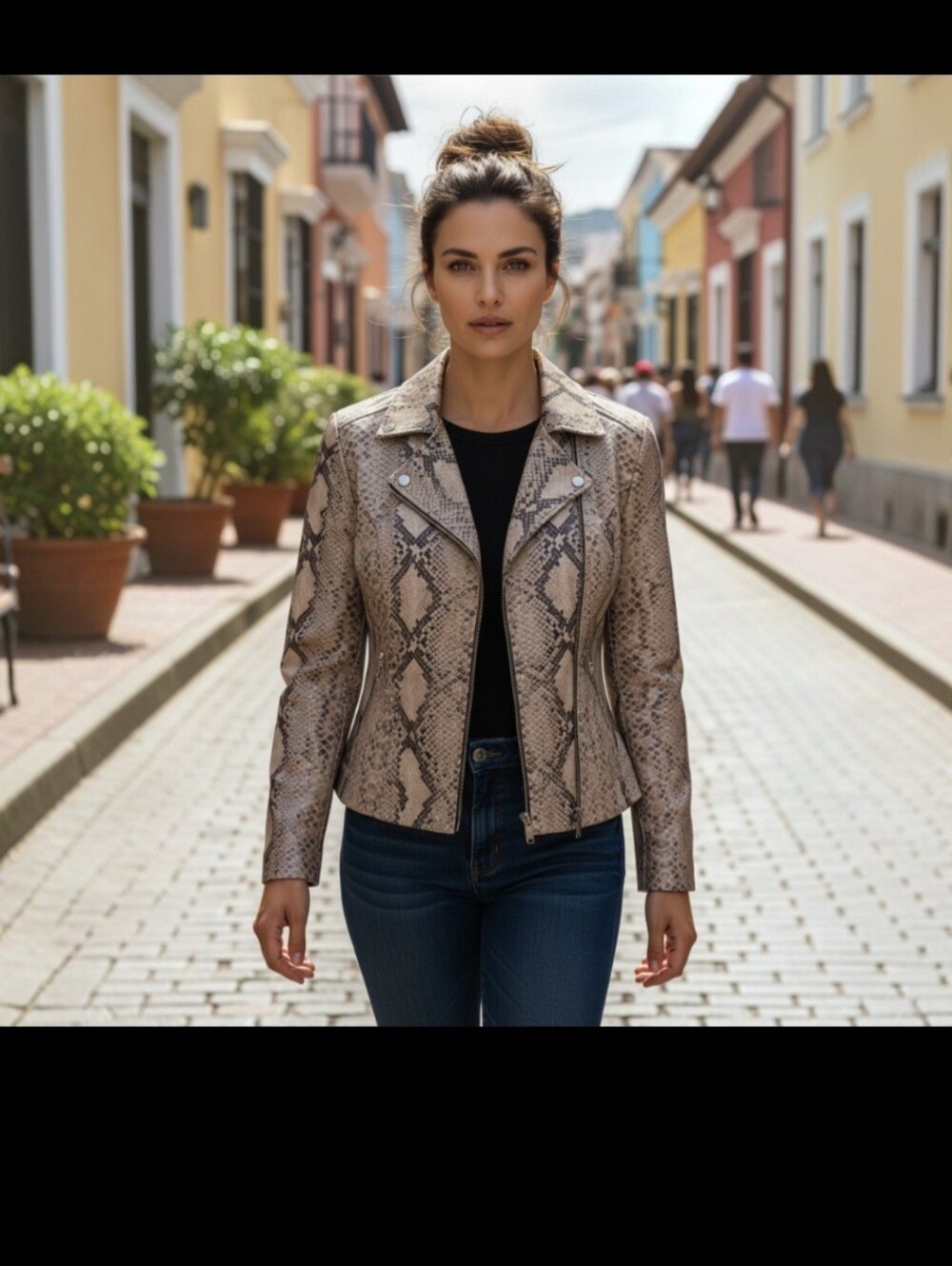 Positive Attitude Snake Print Zip-Up Jacket Size 8 Y2K